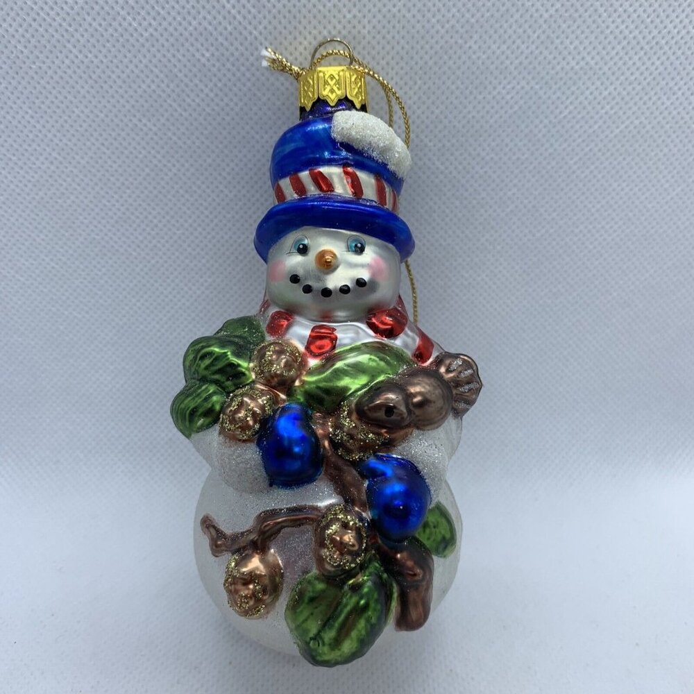 Old World Multicolor Glass Snowman 4 1/2" Holiday Christmas Ornament